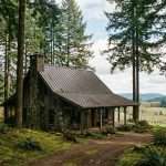 Standing seam metal roof on rustic cottage in Willamette Valley Oregon